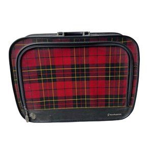Vintage Grasshopper Red Tartan Suitcase